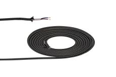 Briciole 1m Black & White Spot Braided 2 Core 0.75mm Cable VDE Approved (qty ordered will be supplied as one continuous length)