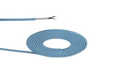 Briciole 1m Blue & White Wave Stripes Braided 2 Core 0.75mm Cable VDE Approved (qty ordered will be supplied as one continuous length)