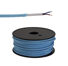 Briciole 25m Roll Blue & White Wave Stripes Braided 2 Core 0.75mm Cable VDE Approved