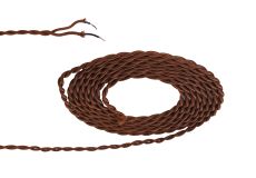Briciole 1m Red Brown Braided Twisted 2 Core 0.75mm Cable VDE Approved (qty ordered will be supplied as one continuous length)