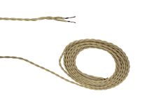 Briciole 1m Beige Braided Twisted 2 Core 0.75mm Cable VDE Approved (qty ordered will be supplied as one continuous length)