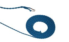 Briciole 1m Blue Braided Twisted 2 Core 0.75mm Cable VDE Approved (qty ordered will be supplied as one continuous length)