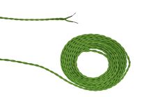 Briciole 1m Light Green Braided Twisted 2 Core 0.75mm Cable VDE Approved (qty ordered will be supplied as one continuous length)