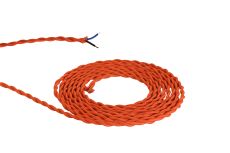 Briciole 1m Orange Braided Twisted 2 Core 0.75mm Cable VDE Approved (qty ordered will be supplied as one continuous length)