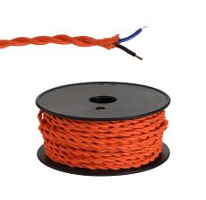 Briciole 25m Roll Orange Braided Twisted 2 Core 0.75mm Cable VDE Approved
