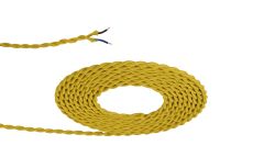 Briciole 1m Yellow Braided Twisted 2 Core 0.75mm Cable VDE Approved (qty ordered will be supplied as one continuous length)