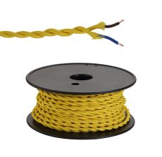 Briciole 25m Roll Yellow Braided Twisted 2 Core 0.75mm Cable VDE Approved