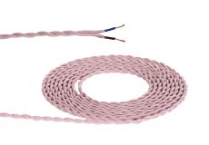 Briciole 1m Pink Braided Twisted 2 Core 0.75mm Cable VDE Approved (qty ordered will be supplied as one continuous length)