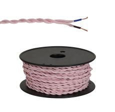 Briciole 25m Roll Pink Braided Twisted 2 Core 0.75mm Cable VDE Approved