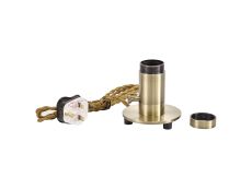 Briciole Table Lamp 1 Light Without Shade, Antique Brass With Golden Brown Braided Twisted Cable, E27 (Max 60W), Suitable For Shades & Cages