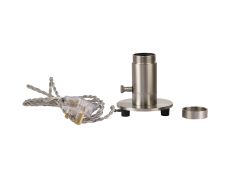 Briciole Table Lamp 1 Light Without Shade, Brushed Nickel With Silver Braided Twisted Cable, E27 (Max 60W), Suitable For Shades & Cages