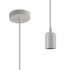 Briciole 10cm 2m 1 Light Pendant White/White Braided Cable, E27 Max 60W, c/w Ceiling Bracket & Deeper Shade Ring