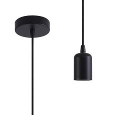Briciole 2m Suspension Kit 1 Light Black/Black Braided Cable, E27 Max 60W, c/w Ceiling Bracket & Deeper Shade Ring