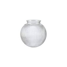 Briciole Sphere Ribbed 15cm Glass Shade (J), 88mm COLLAR REQUIRED, Clear