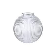 Briciole Sphere Ribbed 20cm Glass Shade (J), 100mm COLLAR REQUIRED, Clear