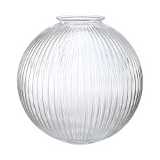 Briciole Sphere Ribbed 30cm Glass Shade (J), 120mm COLLAR REQUIRED, Clear