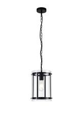 Bruschetta 20.5cm Pendant, 1 Light E27, Matt Black / Plain Clear (A) Glass