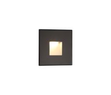 Cara Recessed Square Glass Fronted Wall Lamp, 1 x 1.8W LED, 3000K, 70lm, IP65, Black, 3yrs Warranty