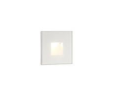 Cara Recessed Square Glass Fronted Wall Lamp, 1 x 1.8W LED, 3000K, 70lm, IP65, White, 3yrs Warranty