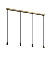 Jestero 1.3m Linear Suspension Kit, 4 Light E14, Brass / Satin Black