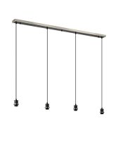 Jestero 1.3m Linear Suspension (FRAME ONLY), 4 Light E14, Satin Nickel / Satin Black