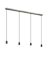 Jestero 1.3m Linear Suspension Kit, 4 Light E14, Satin Nickel / Satin Black