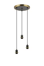 Jestero 38cm Round Suspension Kit, 3 Light E14, Brass / Satin Black