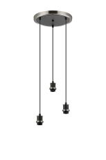 Jestero 38cm Round Suspension (FRAME ONLY), 3 Light E14, Satin Nickel / Satin Black