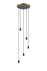 Jestero 40cm Round Suspension Kit, 5 Light E14, Brass / Satin Black