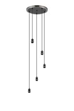 Jestero 40cm Round Suspension Kit, 5 Light E14, Satin Nickel / Satin Black