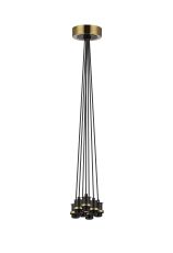 Jestero 18cm Round Cluster Suspension Kit, 7 Light E14, Brass / Satin Black