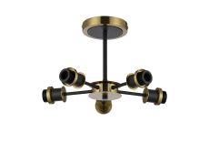 Jestero 39cm Semi Ceiling (FRAME ONLY), 5 Light E14, Brass / Satin Black