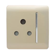 Trendi, Artistic Modern 1 Gang 15 Amp Round Pin Plug Champagne Gold Finish, BRITISH MADE, (35mm Back Box Required), 5yrs Warranty