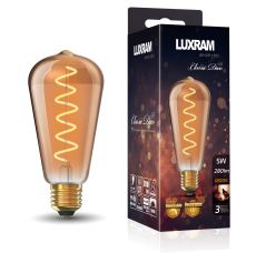 Classic Deco LED Rustica Tradition Tip/S ST64 E27 Dimmable 5W 1800K Extra Warm White, 280lm, Gold Finish, 3yrs Warranty