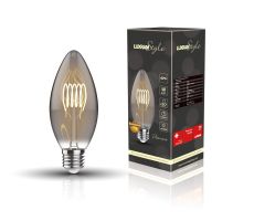 Classic Style LED Candle E27 Dimmable 220-240V 4W 2100K, 120lm, Smoke Finish, 3yrs Warranty