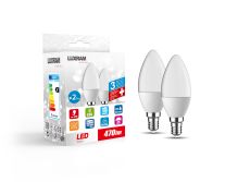 Duo-pack Candle E14 5W 470lm 4000K Natural  White 3yrs Warranty