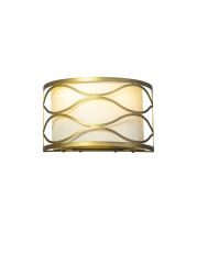 Bongio Wall Lamp 2 Light E14 Aged Gold / Cream Fabric Shade