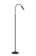 Focaccia Floor Lamp, 1 Light Adjustable Touch Dimmable, 1 x 7W LED, 3000K, 436lm, Black/Satin Copper, 3yrs Warranty