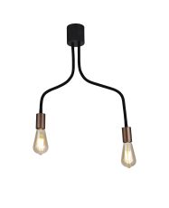 Giacomo Flexible Ceiling 2 Light E27, Satin Black/Brushed Copper