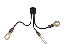 Giacomo Flexible Ceiling 3 Light E27, Satin Black/Brushed Copper