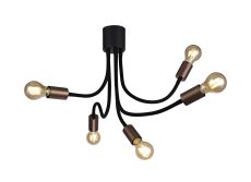 Giacomo Flexible Ceiling 5 Light E27, Satin Black/Brushed Copper