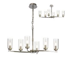 Ginamuro Rectangular Pendant/Semi Flush, 6 x E14, Polished Nickel