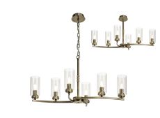 Ginamuro Rectangular Pendant/Semi Flush, 6 x E14, Antique Brass