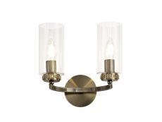 Ginamuro Wall Lamp Switched, 2 x E14, Antique Brass