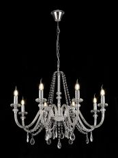 Giovani 81cm Chandelier Pendant, 8 Light E14, Polished Chrome/Clear Glass/Crystal, (ITEM REQUIRES CONSTRUCTION/CONNECTION)