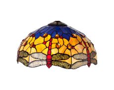Girolamo Tiffany 40cm Shade Only Suitable For Pendant/Ceiling/Table Lamp, Blue/Orange/Crystal