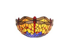 Girolamo Tiffany Wall Lamp, 2 x E14, Blue/Orange/Crystal