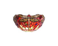 Girolamo Tiffany Wall Lamp, 2 x E14, Purple/Pink/Crystal