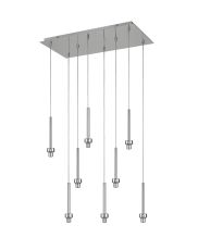Giuseppe Polished Chrome 8 Light G9 Universal 2m Drop Rectangle Multiple Pendant (FRAME ONLY), For A Vast Range Of Glass Shades