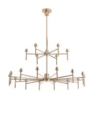 Giuseppe 105cm French Gold 20 Light G9 Universal Telescopic 2-Tier (FRAME ONLY), For A Vast Range Of Glass Shades